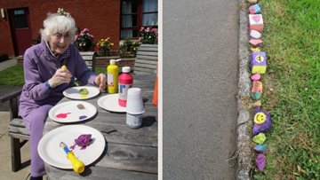 Ayr care home Residents help local children paint four-mile community caterpillar
